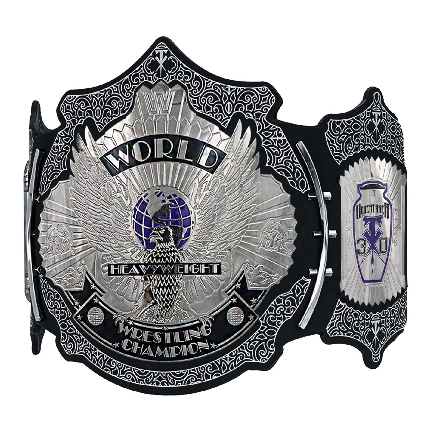 Octal Sports - UnderTaker 30-Years Signature Championship Title Belts Adult Size Upto 46" Wrestling Replica 2mm Gold Coated Leather Base (Black)