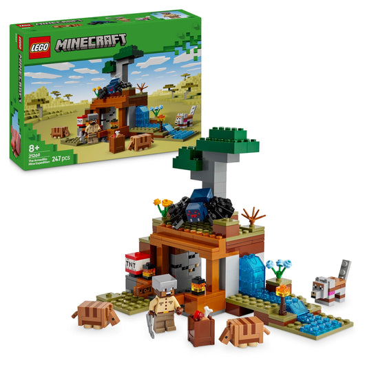 LEGO Minecraft The Armadillo Mine Expedition - Interactive Toy with Cave Spider and Wolf Figures, plus a TNT Function - Gaming Gift for 8+ Year Old Boys & Girls - 21269