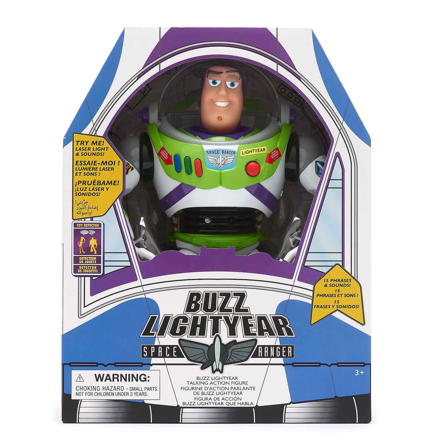 Disney Store Official Buzz Lightyear Interactive Talking Action Figure, Pixar's Toy Story, 36cm/14”, Space Ranger Toy Featuring 15+ English Phrases, Interacts with Other Characters, Ages 3+