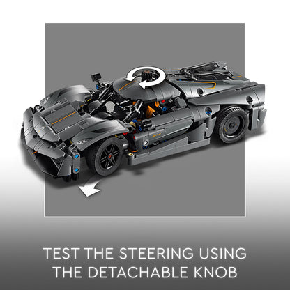 LEGO Technic Koenigsegg Jesko Absolut grey hypercar building toy set with detailed engine and sleek design for kids.