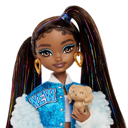 Barbie Dream Besties Playset featuring Brooklyn posable doll with long black hair and nine music-themed accessories.