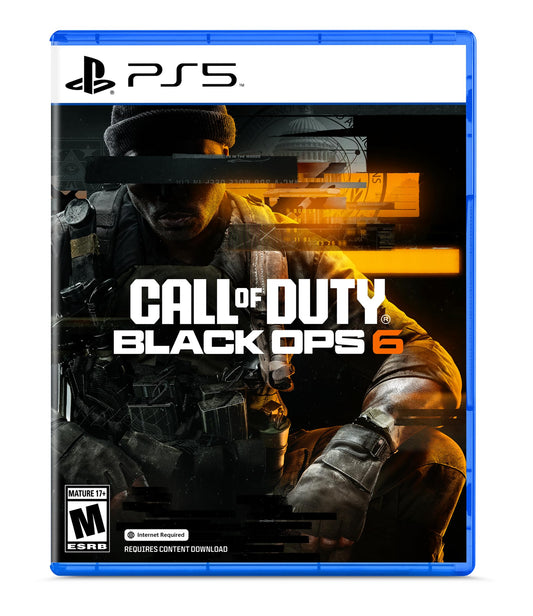 Call of Duty Black Ops 6 for PlayStation 5 game case with artwork and title, featuring intense combat scenes.