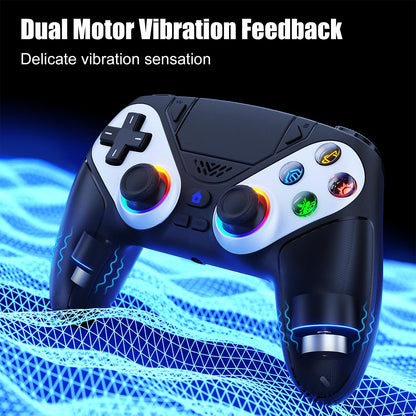 Dinosoo RGB wireless PS5 controller with back paddles, 6-axis motion, turbo, dual vibration, 3.5mm audio jack for slim PS5 or PC