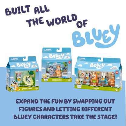 Bluey It's Time For Pavlova With This Pavlova 4 Pack, Includes, Bingo, Bandit In His Chef Hat and Chilli and 2 Accessories, Four 6-7.6 CM Articulated Figures