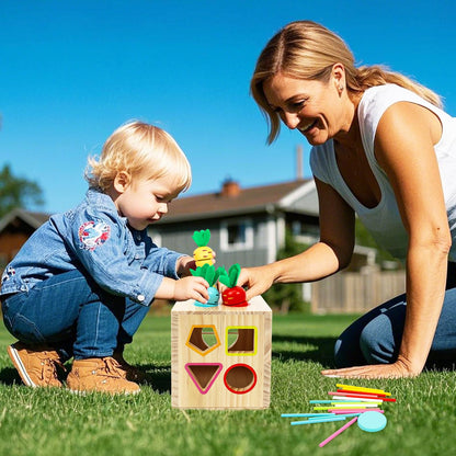 LZDMY Baby Wooden Montessori Toys for 1 year old, Baby Sensory Toys 6 in 1 Activity Cube Balls Drop Carrots Cutting, Educational Sorting Toy for Toddlers Aged 1-3, Babies Birthday Gifts