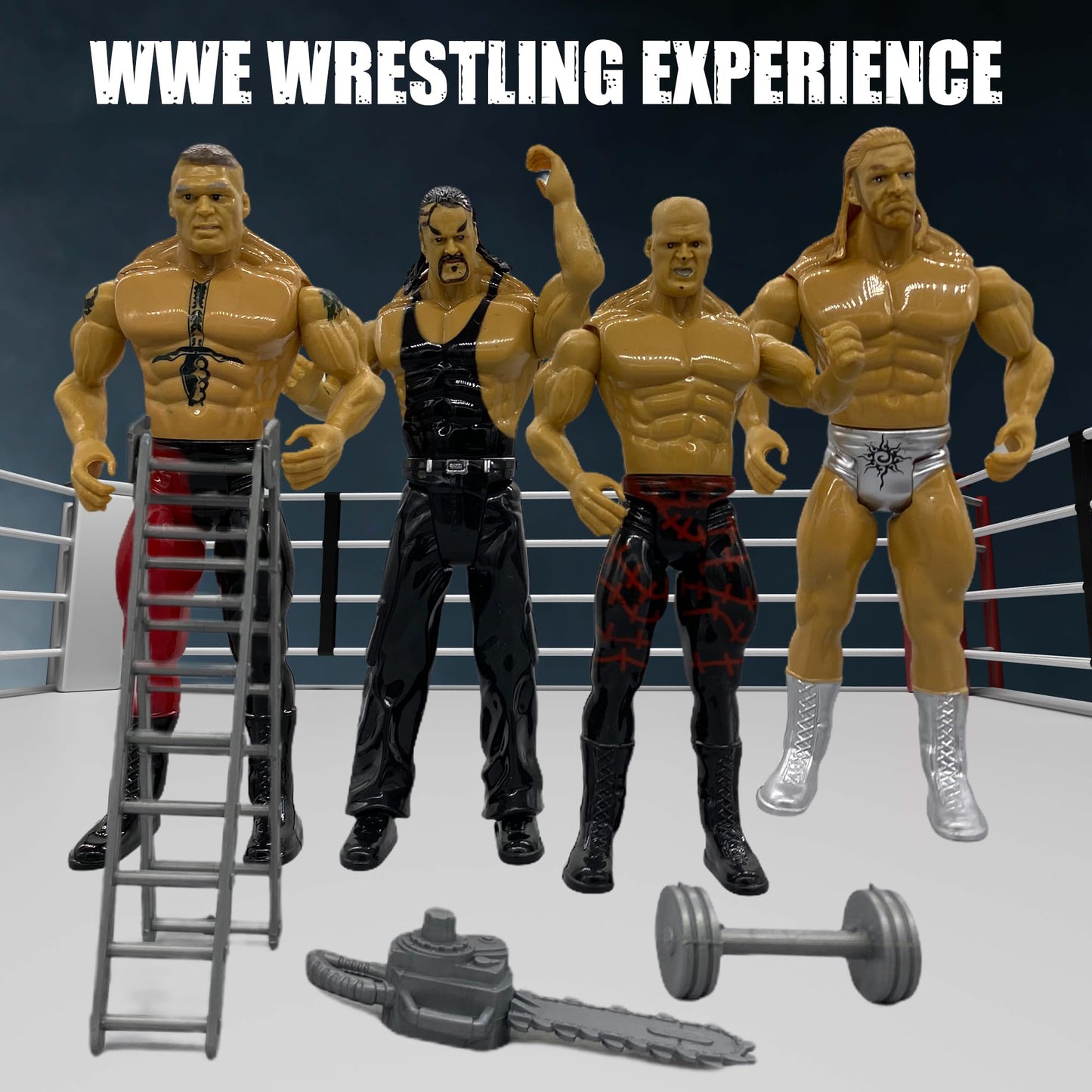 SDMAX WWE Wrestling Ring Playset with Action Figures, WWE Ring with Equipment’s Toy for Kids Boys, Ideal for Birthday Gift, Safe and Durable, Realistic Superstar Figures