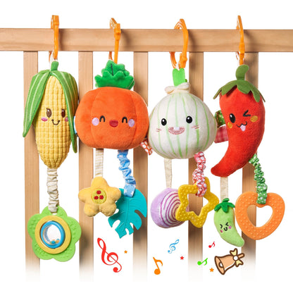 TUMAMA KIDS baby rattle sensory toy clipped to pram, for newborns and infants 0-12 months, colorful and soft for boys and girls.