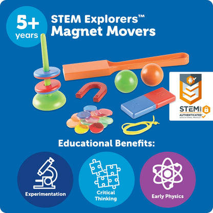 Learning Resources STEM Explorers Magnet Movers magnetic science kit with colorful magnetic objects for hands-on physics experiments.