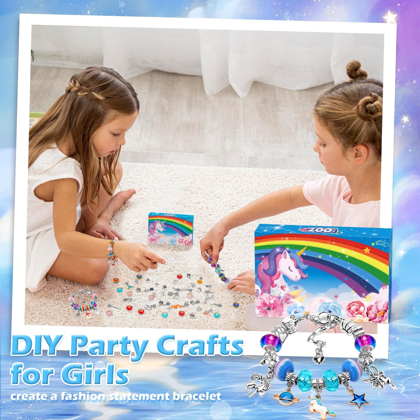 ZOOI Bracelet Making Kit, Jewellery Making Kit for Girls Gifts for 5-13 Year Old Girl Toys Arts and Crafts Kits for Kids, Stocking Fillers Kids, Gifts for Teenage Girls Birthday Presents