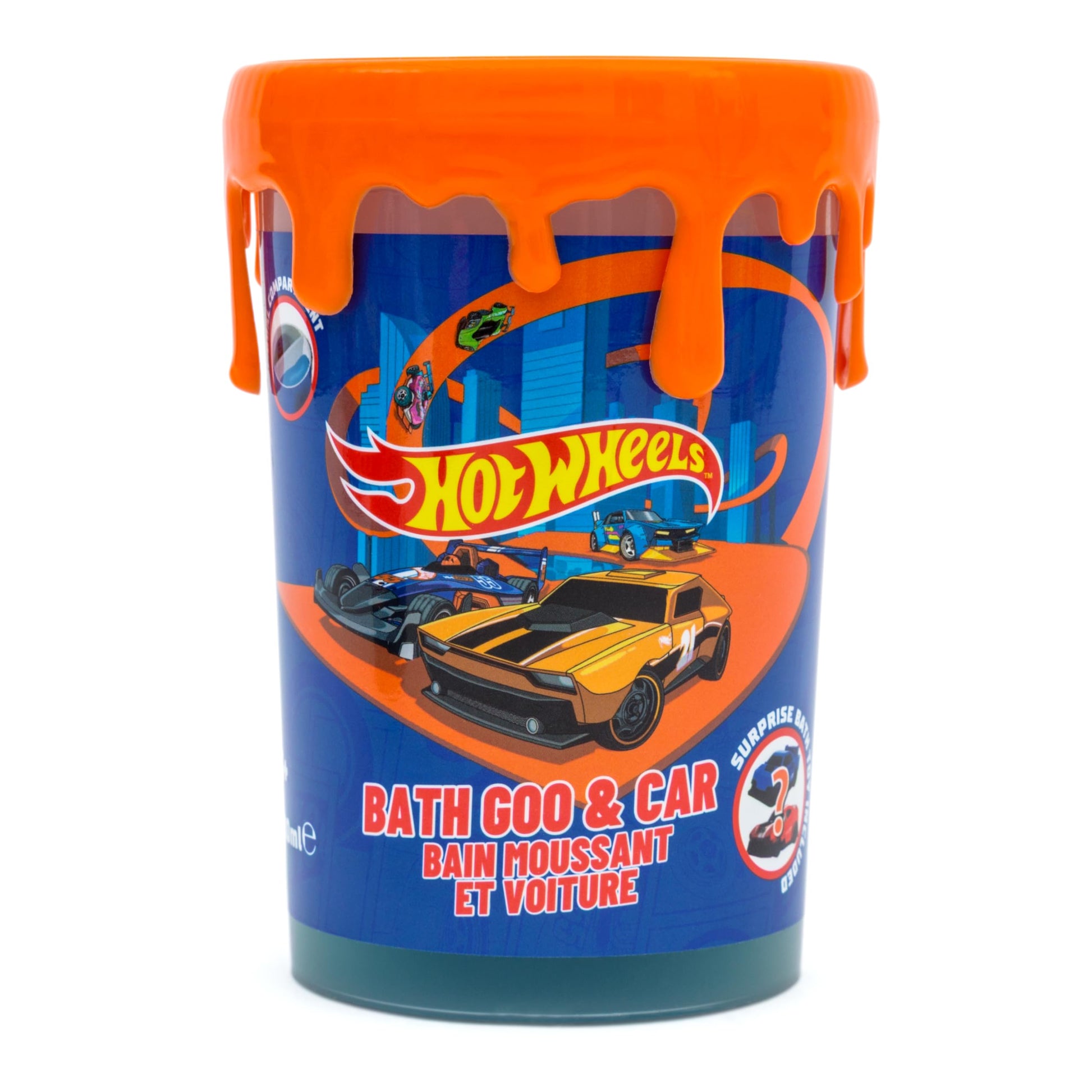 Hot Wheels children's bath goo in 200ml, featuring colorful bath slime and a toy car for fun bath time play.