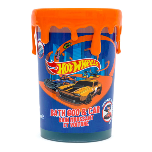 Hot Wheels children's bath goo in 200ml, featuring colorful bath slime and a toy car for fun bath time play.