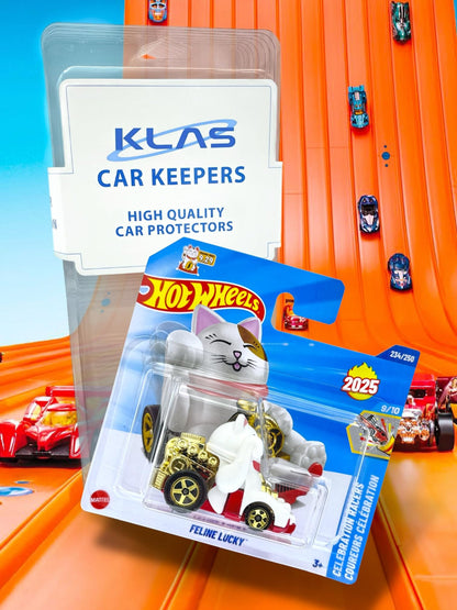 Hot Wheels Feline Lucky (White, Gold & Red) 9/10 Celebration Racers - 2025-234/250 (Short Card) - includes a KLAS Car Keeper Protector Case - HYW52