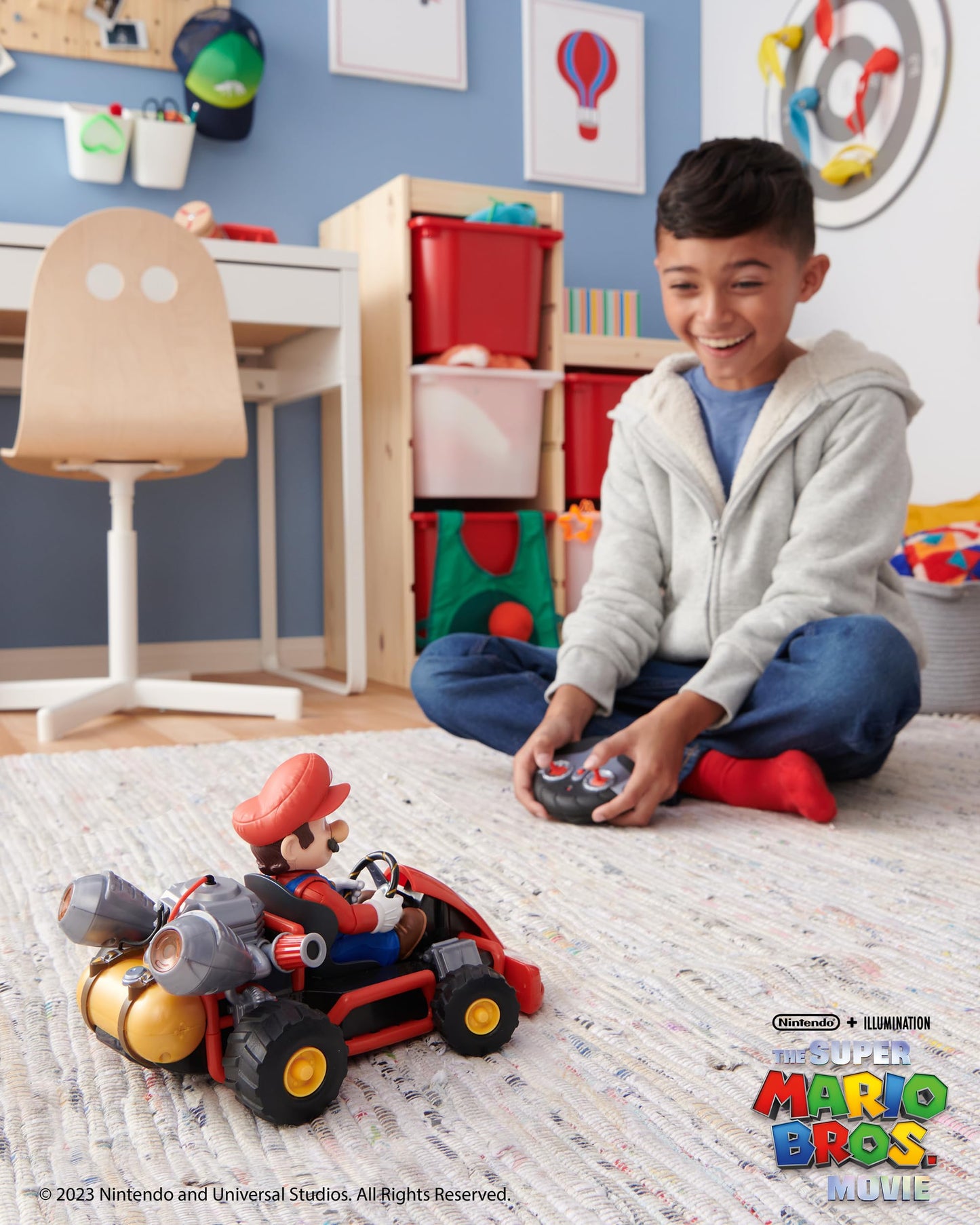 THE SUPER MARIO BROS. MOVIE Nintendo Mario R/C Car With Tail Pipes Light and Rumble Features, Inspired By The Super Mario Movie. The For Kids Aged 3+