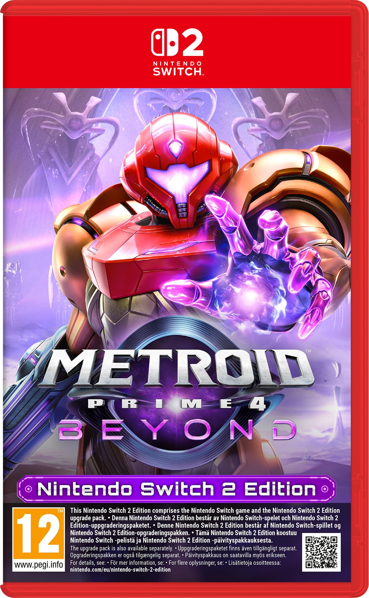 Nintendo Metroid Prime 4: Beyond game for Nintendo Switch 2, featuring cover art with futuristic sci-fi visuals.