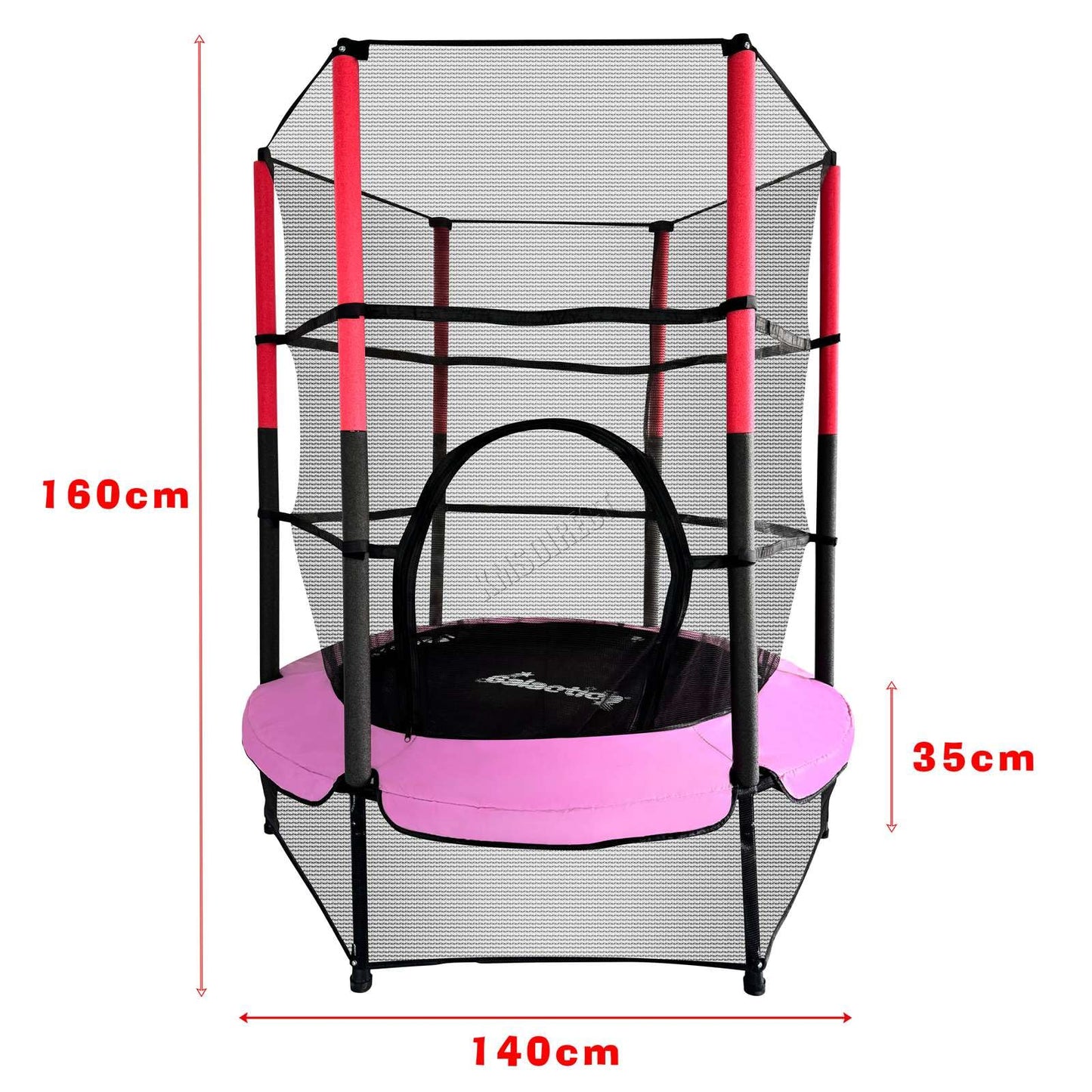 GALACTICA NEW Mini Trampoline | 4.5FT 55" with Safety Net Enclosure | Indoor Outdoor Children’s Activity Junior Trampoline - Pink