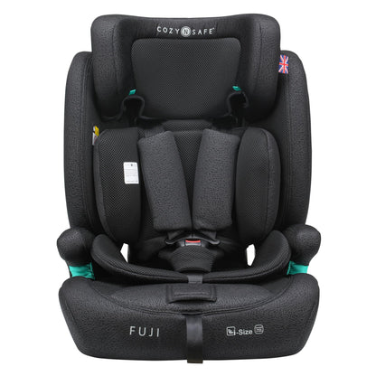 Cozy N Safe Fuji i-Size 76-150cm Child Car Seat (up to 12 Years Old), Forward Facing, 3-Point seat Belt, 5-Point Harness Upto 105cm,high-Back Booster to 150cm, Side Impact Protection (Onyx)