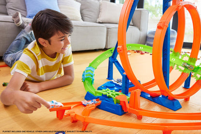 Hot Wheels -Track Set, Epic Crash Dash with 5 Crash Zones, Motorized Booster and 1 Hot Wheels 1:64 Scale Toy Car, Easy Storage, HTP55