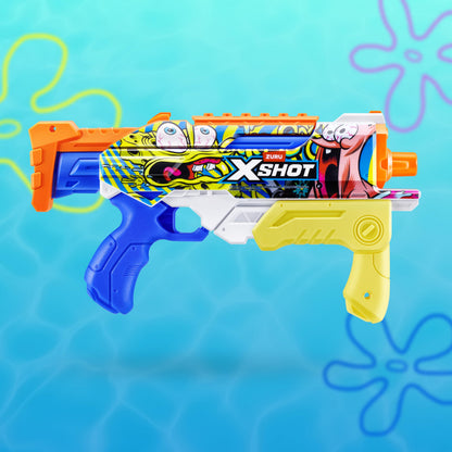 XSHOT Water SpongeBob Hyperload Water Blaster by ZURU – Fast-Fill Water Blaster with SpongeBob Design, 33ft Range & 500ml Tank, Outdoor Summer Toy for Kids Ages 5+, Beach & Backyard Fun