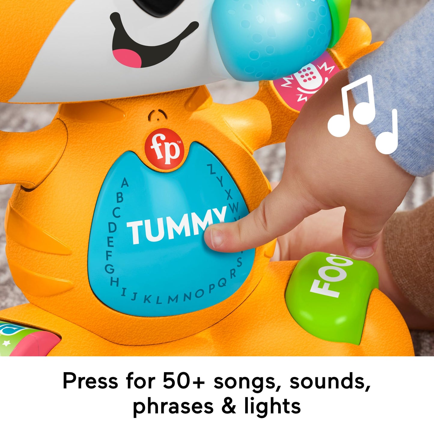 Fisher-Price Baby Learning Toy Link Squad Bop & Groove Tiger with lights and music for children 9+ months, UK version