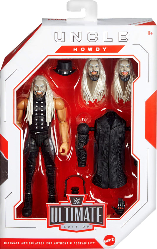 Mattel WWE Ultimate Edition Action Figure & Accessories Set, Uncle Howdy 6-inch Collectible with Swappable Heads & Hands, 30 Articulation Points, JHV86