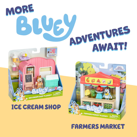 Bluey Transforming Food Truck Playset, Transforms Into a Café With Dining Area and Chairs. Includes Exclusive Figure Wearing Her Apron and Visor, 5 Accessories and Sticker Sheet