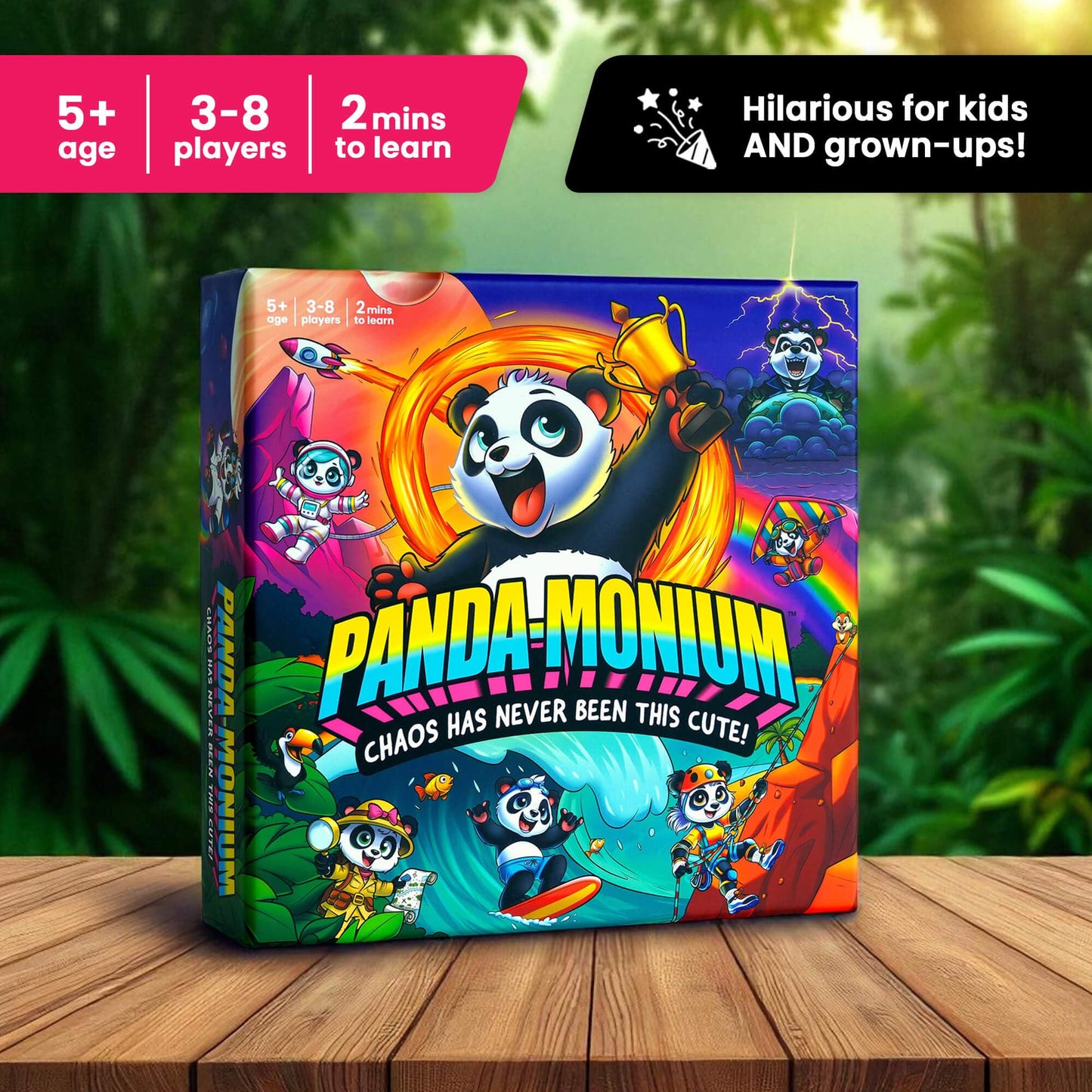 PANDAMONIUM - Chaos Has Never Been This Cute! | The Hilarious Action-Packed Family Party Game for Kids, Teens and Adults | A Scavenger Hunt Card & Board Game for Ages 5+, 3-8 Players