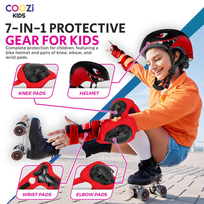 Niftii Kids Helmet with Pads - Adjustable Multi-Sport Complete Safety Gear for Cycling, Skateboarding & Scooting, Ideal for Boys & Girls Ages 3-15 Kids Bike Helmet Set, Shark