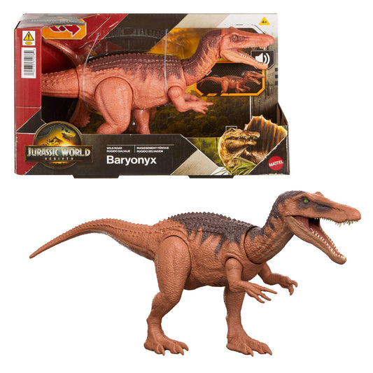 Mattel Jurassic World Rebirth Wild Roar Baryonyx Dinosaur Toy with Tail-Controlled Chomp Multi-Direction Attack & Sound, Posable & Digital Play, JGC79, Brown - Baryonyx