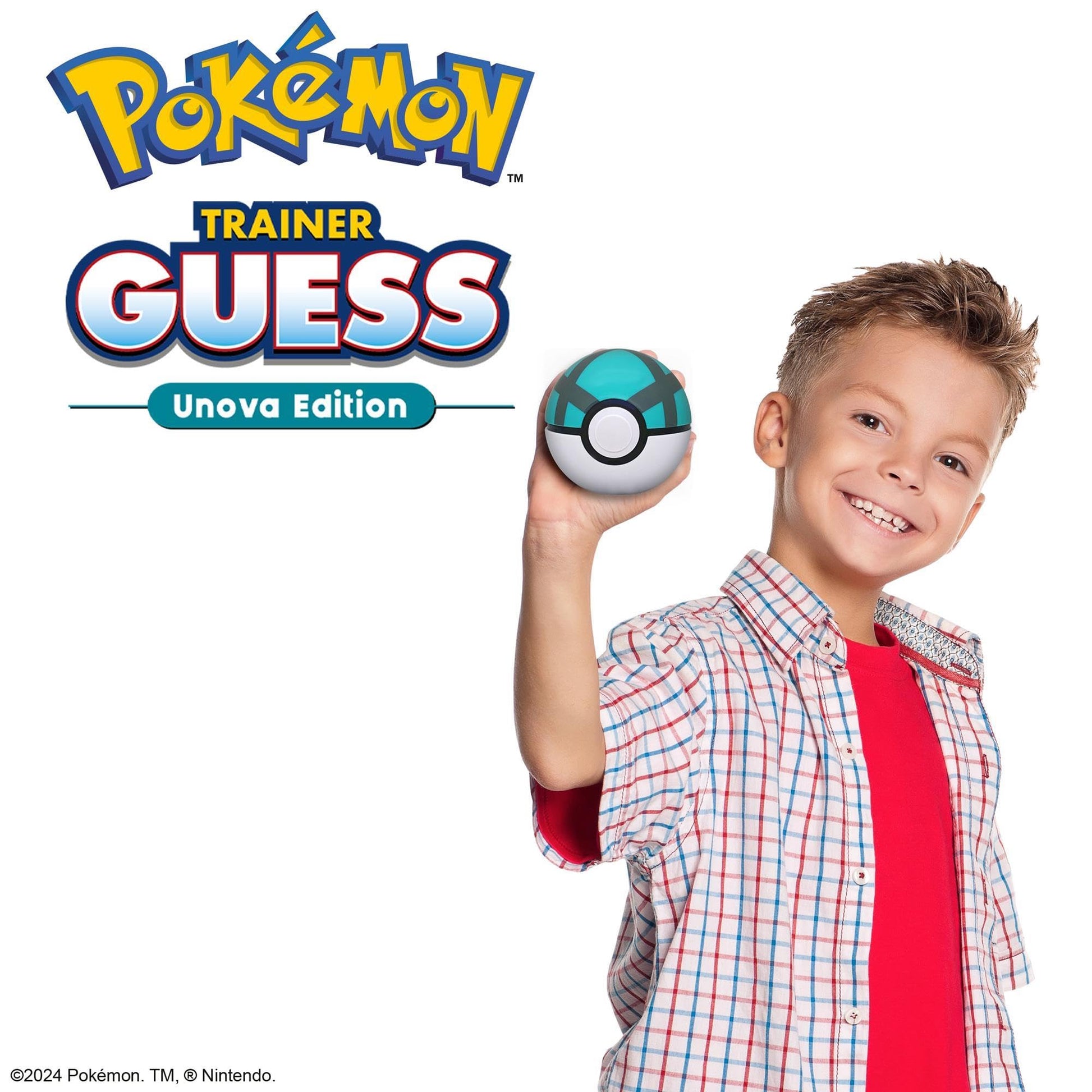 Pokémon Trainer Guess Unova Edition game with electronic voice recognition and iconic Pokémon characters displayed.
