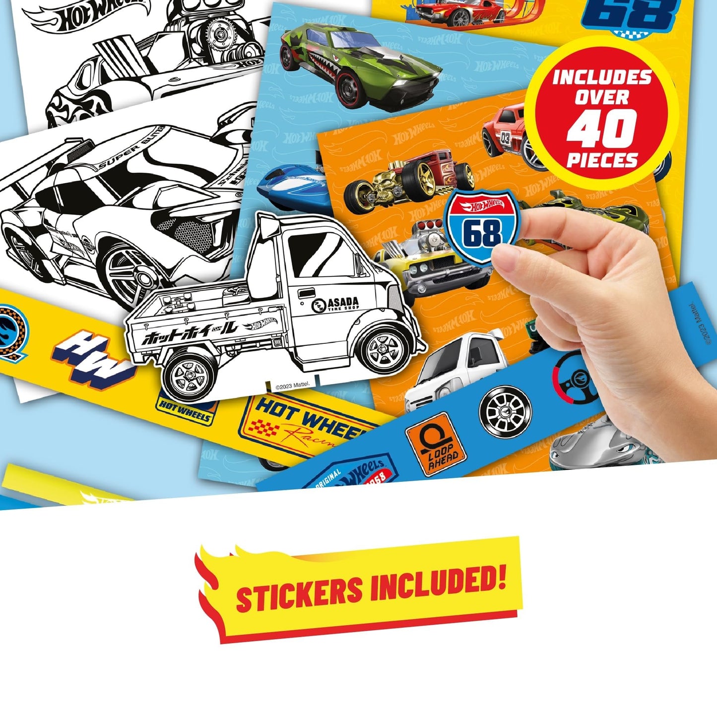 BLADEZ Hot Wheels Toyz craft activity set with mini card scene, stickers, coloring pens for kids' creative fun and party bags.