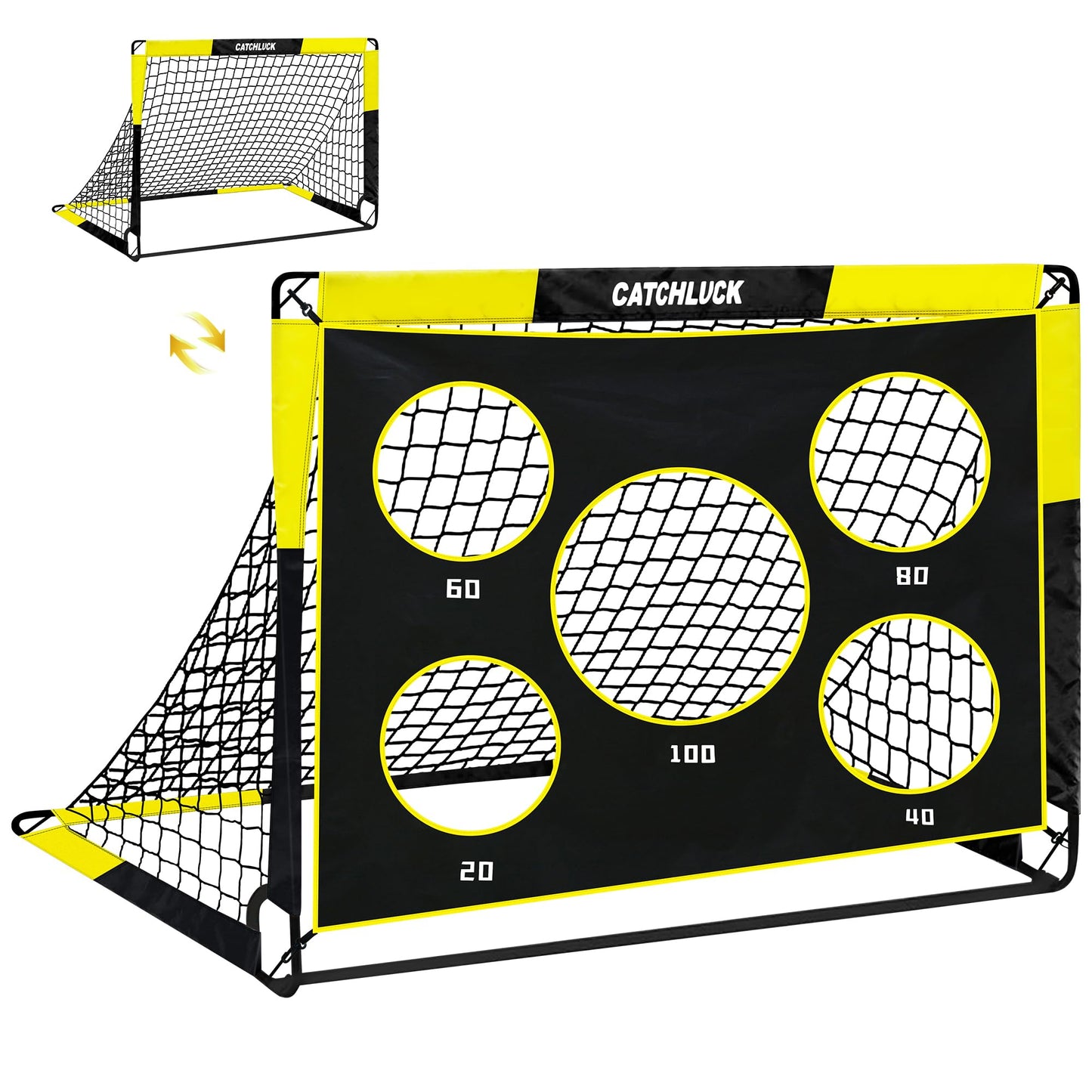 CATCHLUCK Football Goal Pop Up Football Net for Kids 4ft x 3ft, 5ft x 4ft, Outdoor Training Equipment with Target and Carry Bag