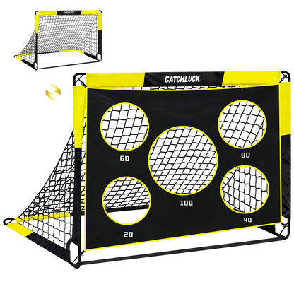 CATCHLUCK Football Goal Pop Up Football Net for Kids 4ft x 3ft, 5ft x 4ft, Outdoor Training Equipment with Target and Carry Bag