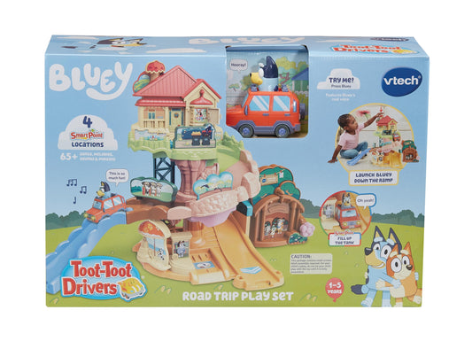 VTech Toot-Toot Drivers Road Trip Play Set, Bluey Playset includes Toy Car, Vehicle Tracks for Kids with Lights and Sounds, For Toddlers, 12 Months, 2, 3, 4+ Years, English Version