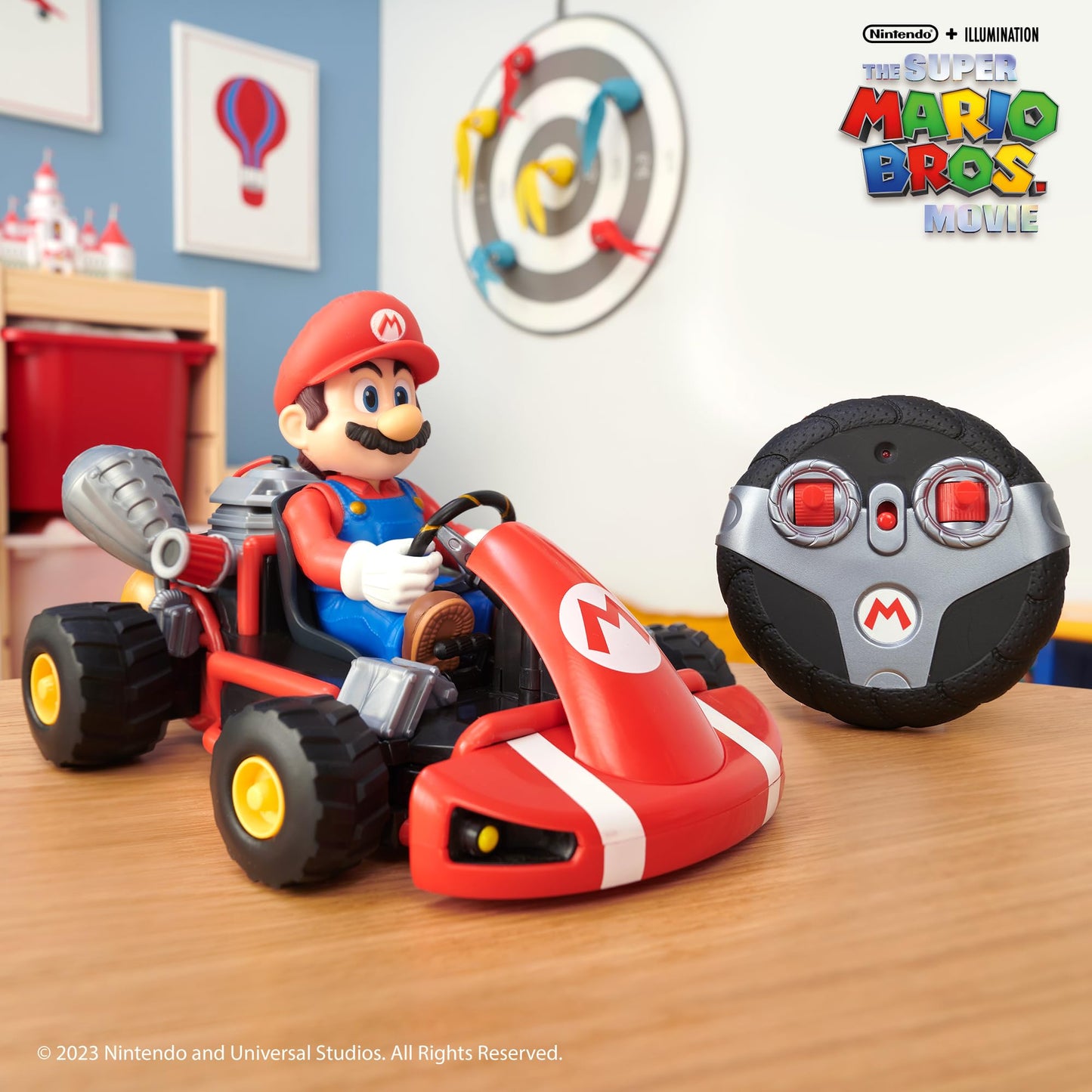 THE SUPER MARIO BROS. MOVIE Nintendo Mario R/C Car With Tail Pipes Light and Rumble Features, Inspired By The Super Mario Movie. The For Kids Aged 3+