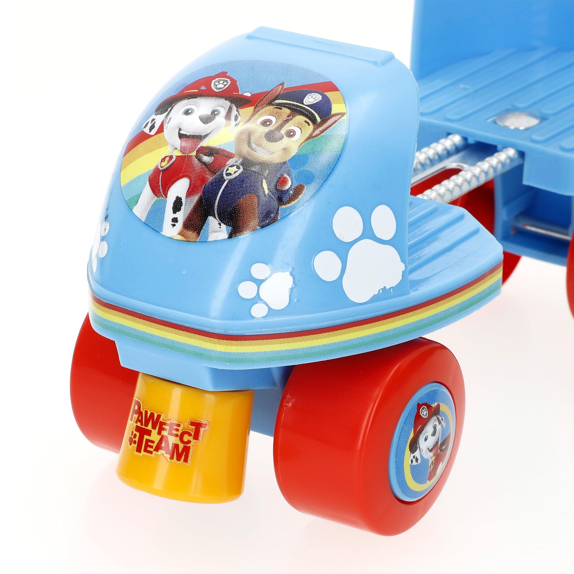 Toddler skates featuring Paw Patrol characters from mV, designed for young children learning to skate, with colorful safety straps.