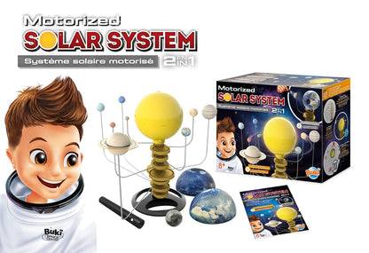 Buki Solar System for Kids, 2-in-1 space toy with light-up rotating sun and planets, STEM learning solar system model for children