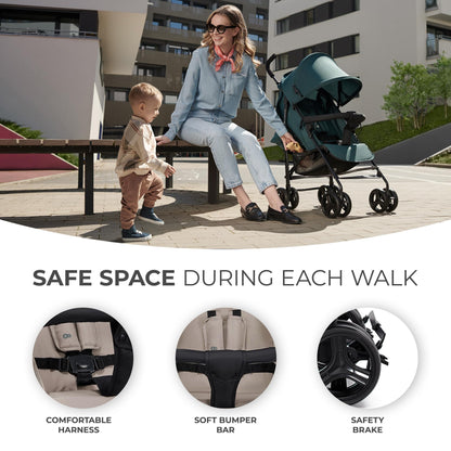 Kinderkraft TIK Lightweight Stroller, Travel Buggy, Sports Stroller, Lightweight - 6.5 kg, Easy Folding and Transport, Ajustable Backrest, from 6 Months up to 17 kg, Beige