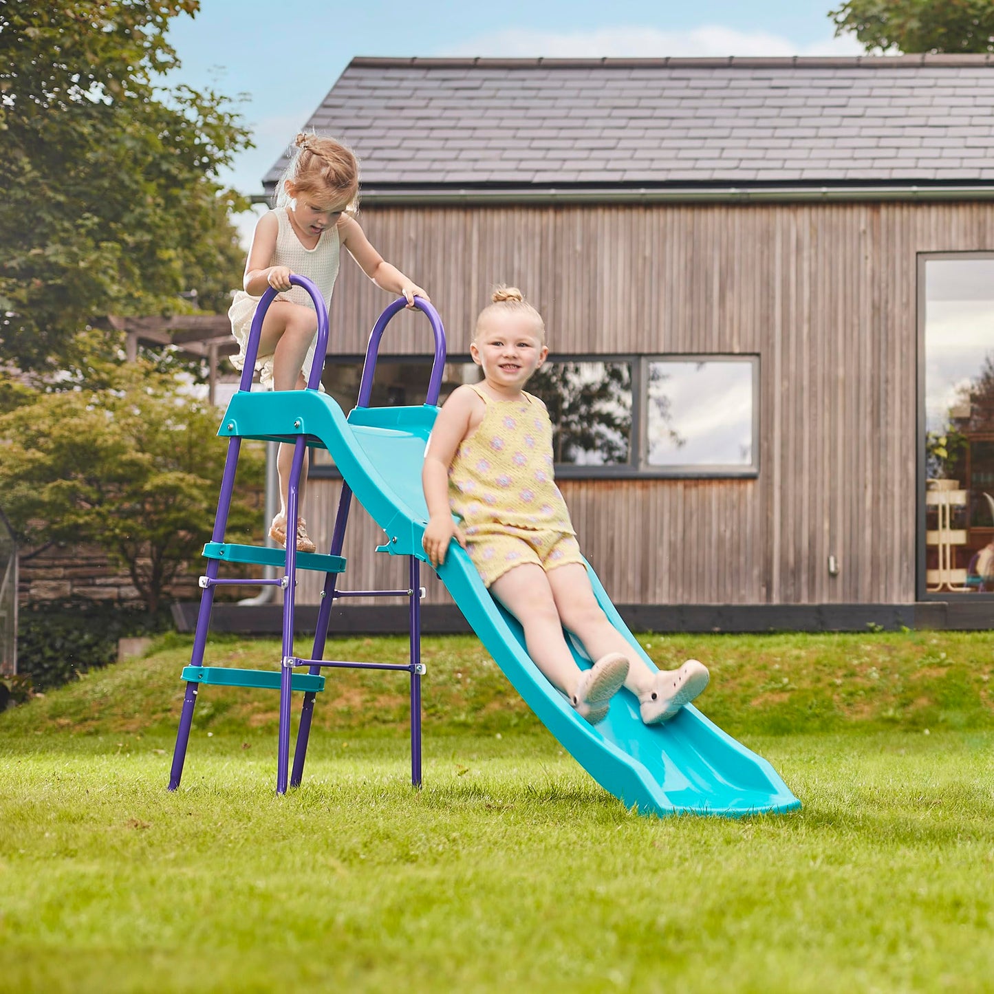 Plum Haumea Steel & Plastic 6ft Slide Wavy Design With 4-Leg Configuration, Purple