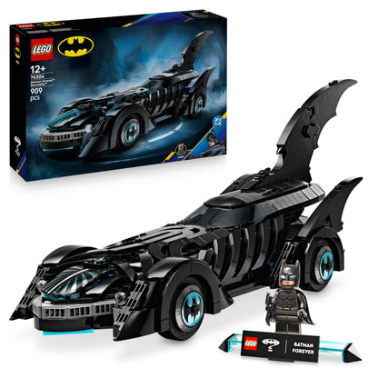 LEGO DC Batman Forever Batmobile toy with minifigure, opening cockpit, and detailed interior for ages 12 and up.