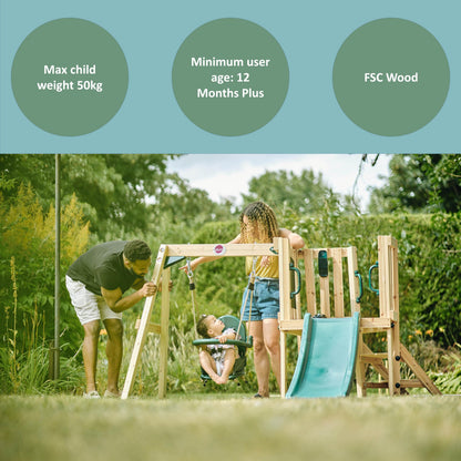 Plum Play Kids Outdoor Junior Activity Centre Swing and Slide Garden Multiplay Set for Climbing - Chalkboard, 4ft Slide, Baby Swing Seat - Children Toddlers 12 Months Plus