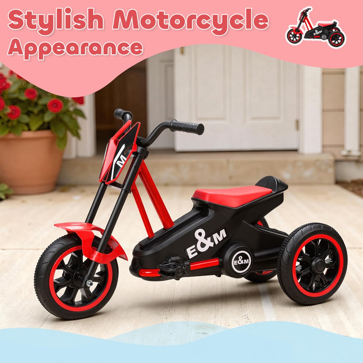 AIYAPLAY Kids Tricycle Baby Trike, Kids Trike with Pedal for Boys and Girls Ages 18–36 Months, 3 Wheel Toddler Balance Bike for Indoor Outdoor Use, Red