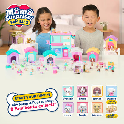 Little Live Pets Mama Surprise Families - Puppy Party Pack, Collect 15 Mini Collectible Puppies and Mama Pup, Fold-Out Playset with Mama's House, Over 80 Puppies to Collect, Fun Gift for Kids