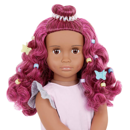 Our Generation Estra 18-inch fashion doll with horse foal playset, featuring stylish outfit and accessories for imaginative play.