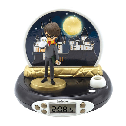 LEXIBOOK, Harry Potter, Projector Alarm Clock for kids, Nightlight and time projection to the ceiling, Sound Effects, Battery-powered, Black, RP500HP