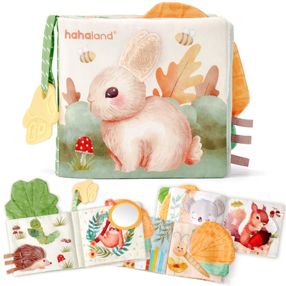 hahaland Baby Toys Baby Books 0-6 Months, Soft Cloth Newborn Sensory Books Toy for Babies, Touch Feel Activity Soft Book Infants Toys for 0 3 6 12 months Boy Girl Shower Gifts