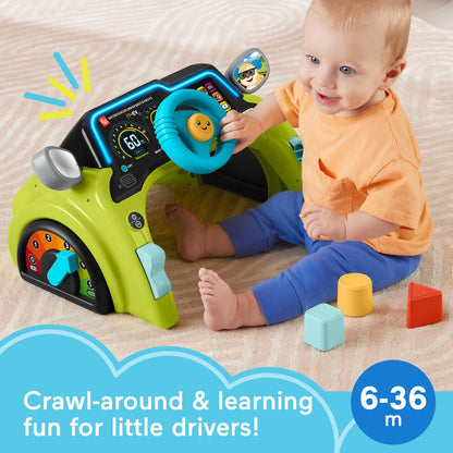 Fisher-Price Laugh & Learn Sit & Steer Driver Car activity center with colorful buttons and interactive learning features for babies.