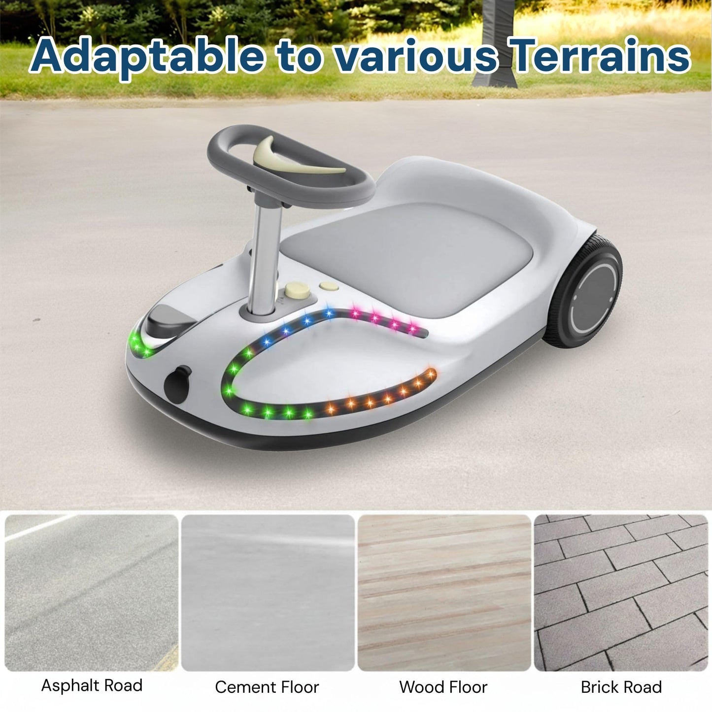 Hover-Pro Kids Electric Go Kart Wiggle Ride On Car with Bluetooth Speaker Disco LED Lights 100W Strong Motor for Indoor and Outdoor Sports 3 Adjustable Speeds Portable Scooter For Kids Ages 4-7