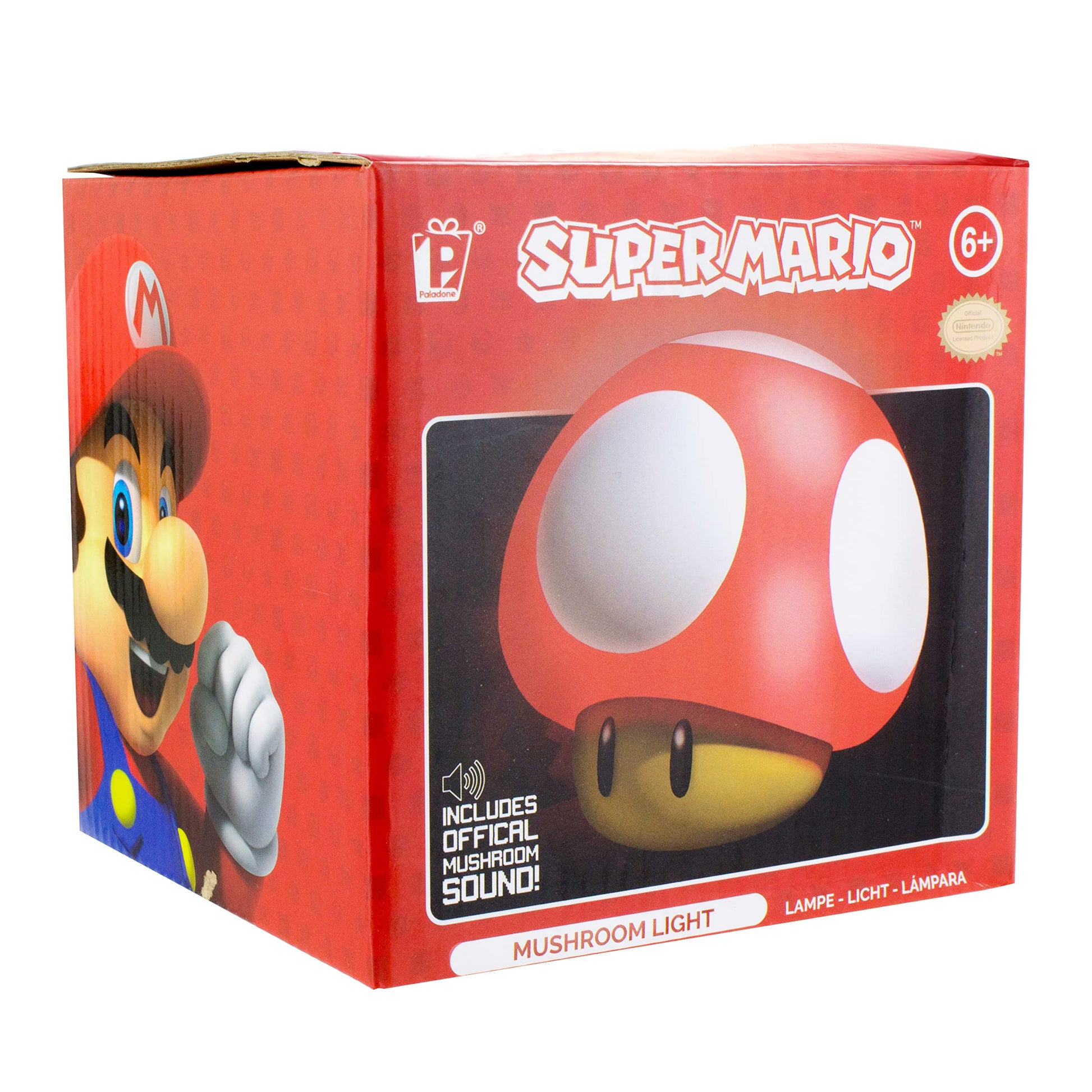 Paladone Super Mario Brothers Mushroom figure light with sound, official collectible toy, perfect as kids' bedroom decor and gift
