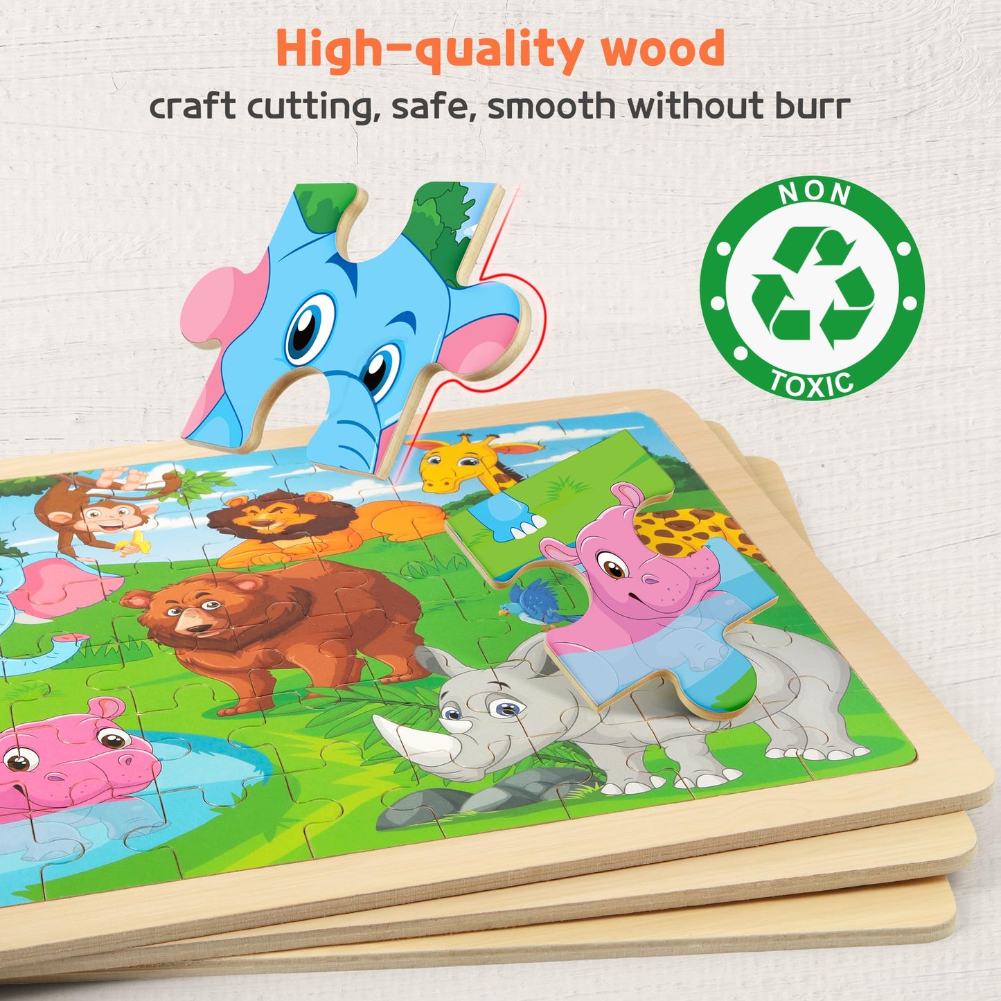 SYNARRY Wooden Jigsaw Puzzles for Kids 3 4 5 6 7 8 Year Olds, 6 Packs 60 Piece Children’s Jigsaw Puzzles Age 4-8 Boys Girls