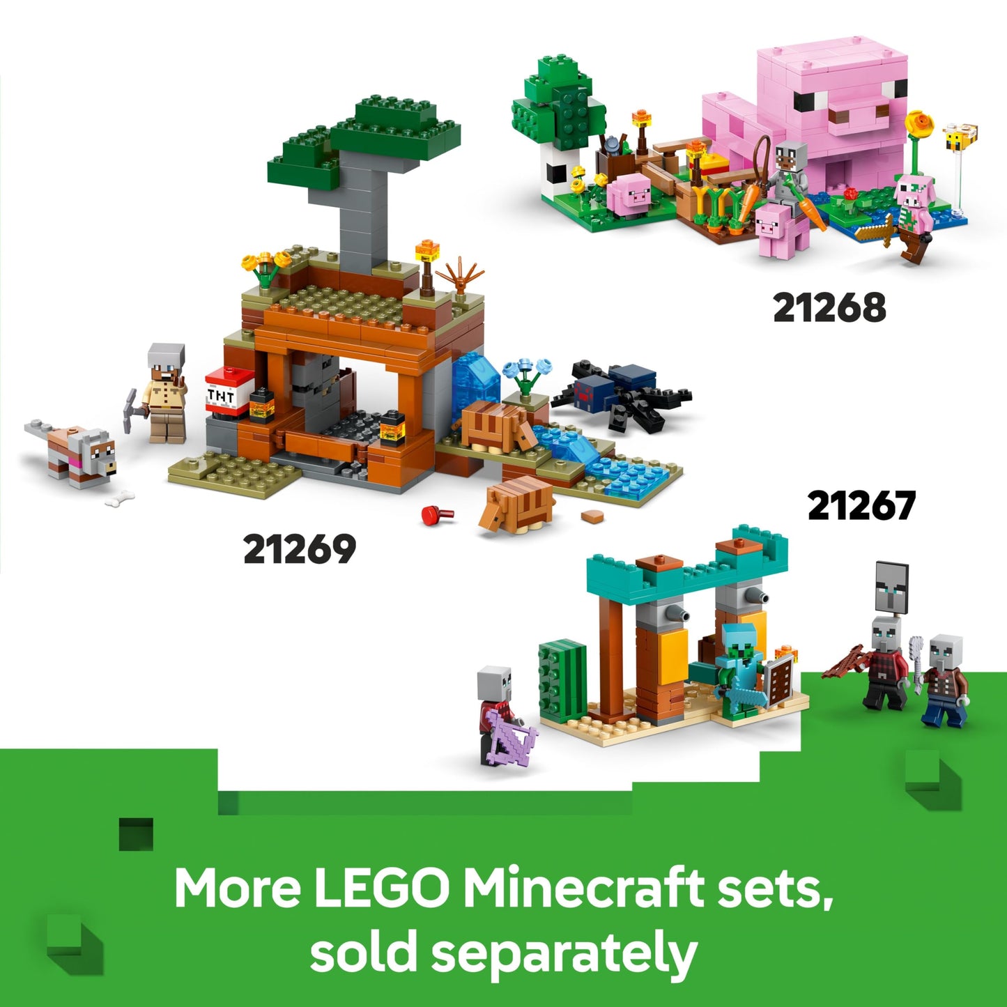 LEGO Minecraft The Nether Lava Battle - Interactive Toy with an Alex Figure, plus Mobs incl. a Skeleton, Blaze and a Strider - Gaming Gift for 6+ Year Old Boys & Girls - 21266